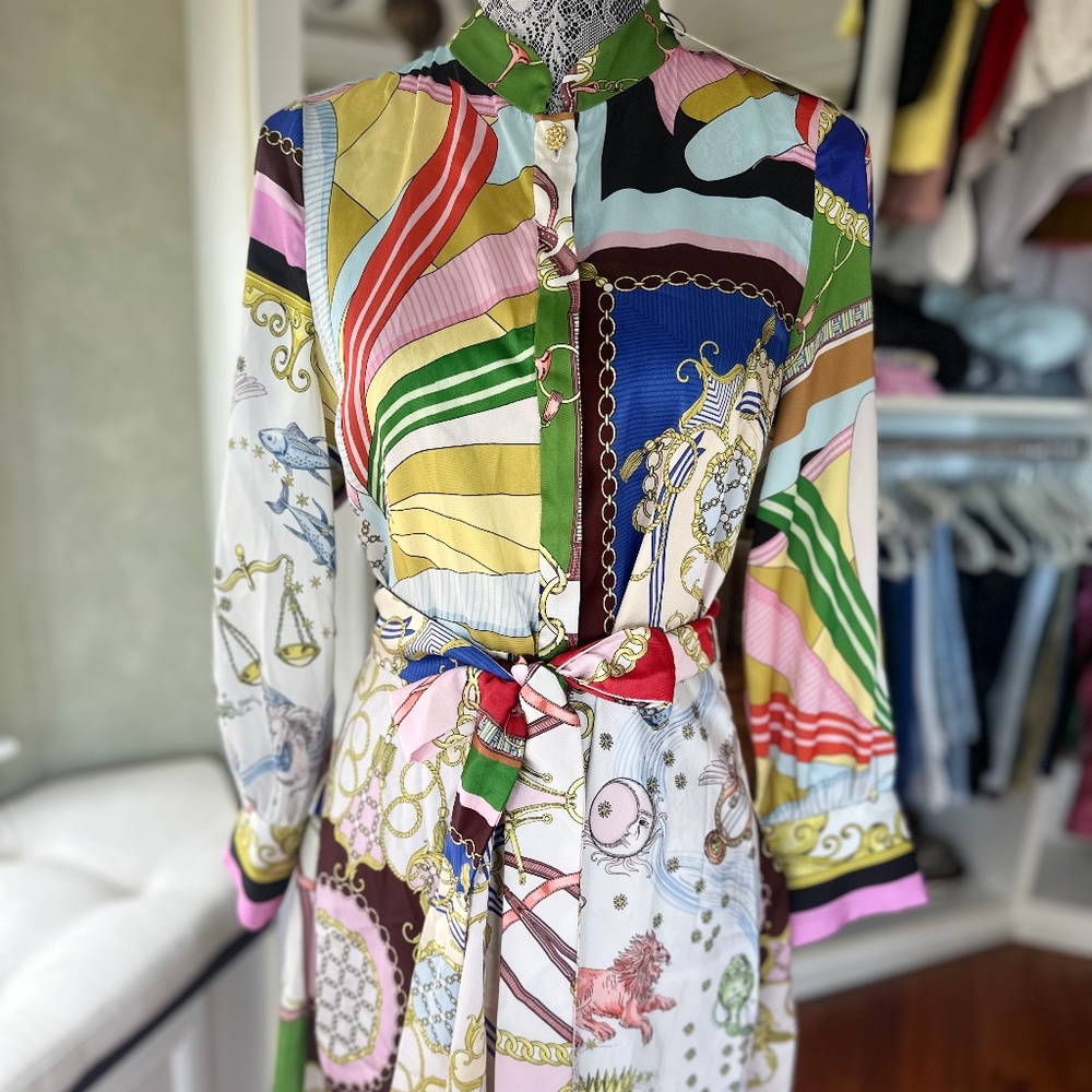 ZARA LONG SLEEVE MINI DRESS MULTI COLOR SIZE S